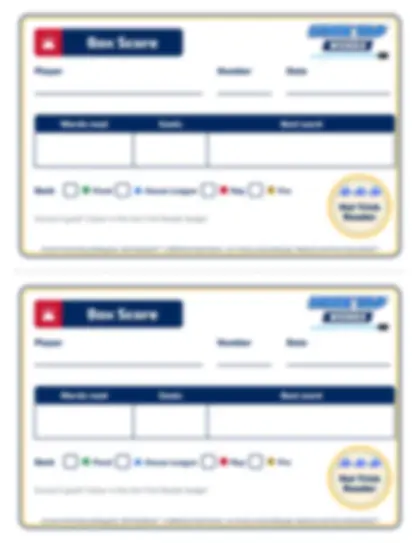 Box Score cards