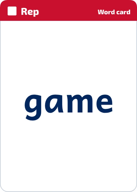 Rep word card: game